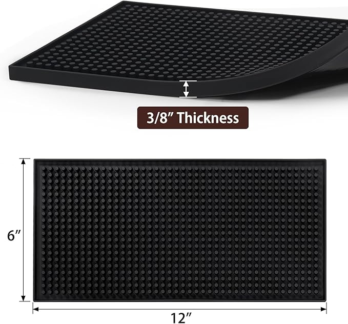 Set of 2 Non-Slip PVC Bar Service Mats – 12″ x 6″, Spill Resistant
