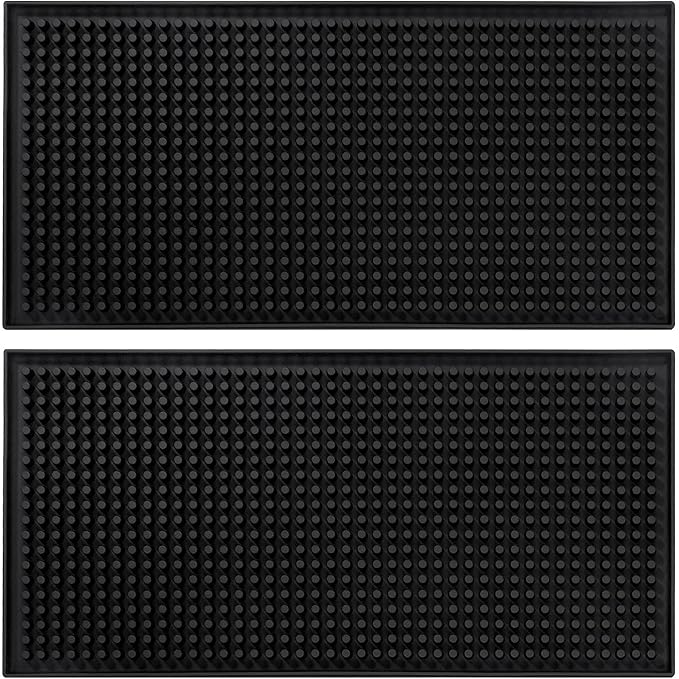 Set of 2 Non-Slip PVC Bar Service Mats – 12″ x 6″, Spill Resistant