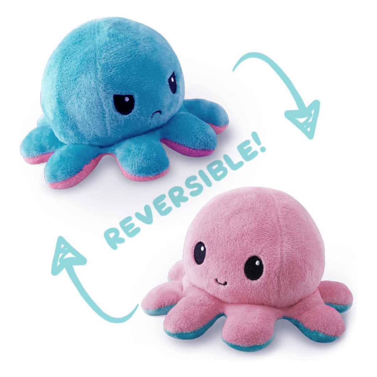 Reversible Octopus Plushie, Happy + Angry - Cute Sensory Fidget To Show Your Mood!