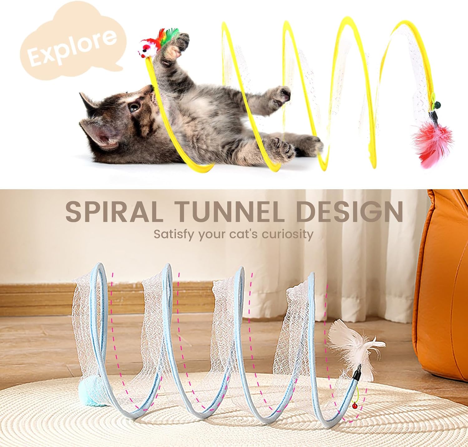 2-Pack Foldable Cat Tunnel Toy – Interactive Indoor Play for Happy & Active Cats