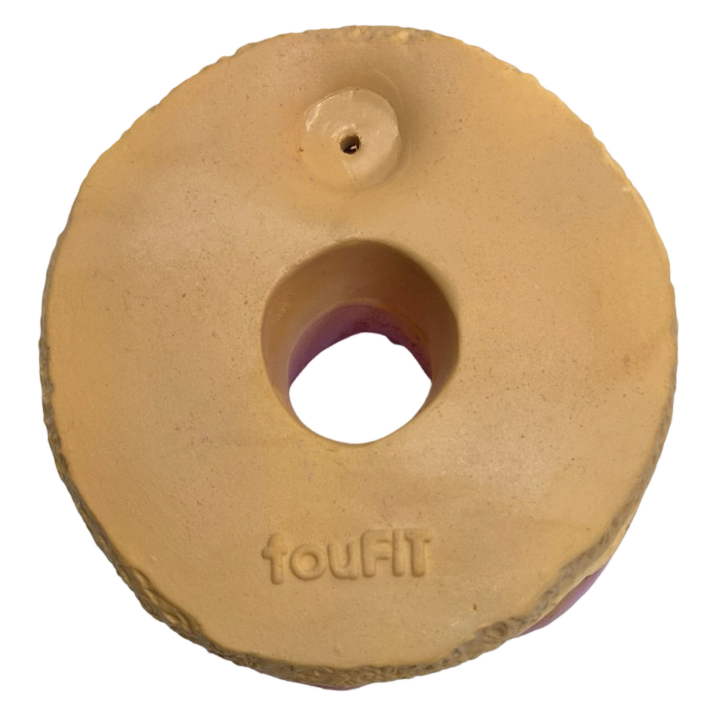 4" FouFit Purple Donut Dog Chew Toy w/ Squeaker - Non Toxic Latex