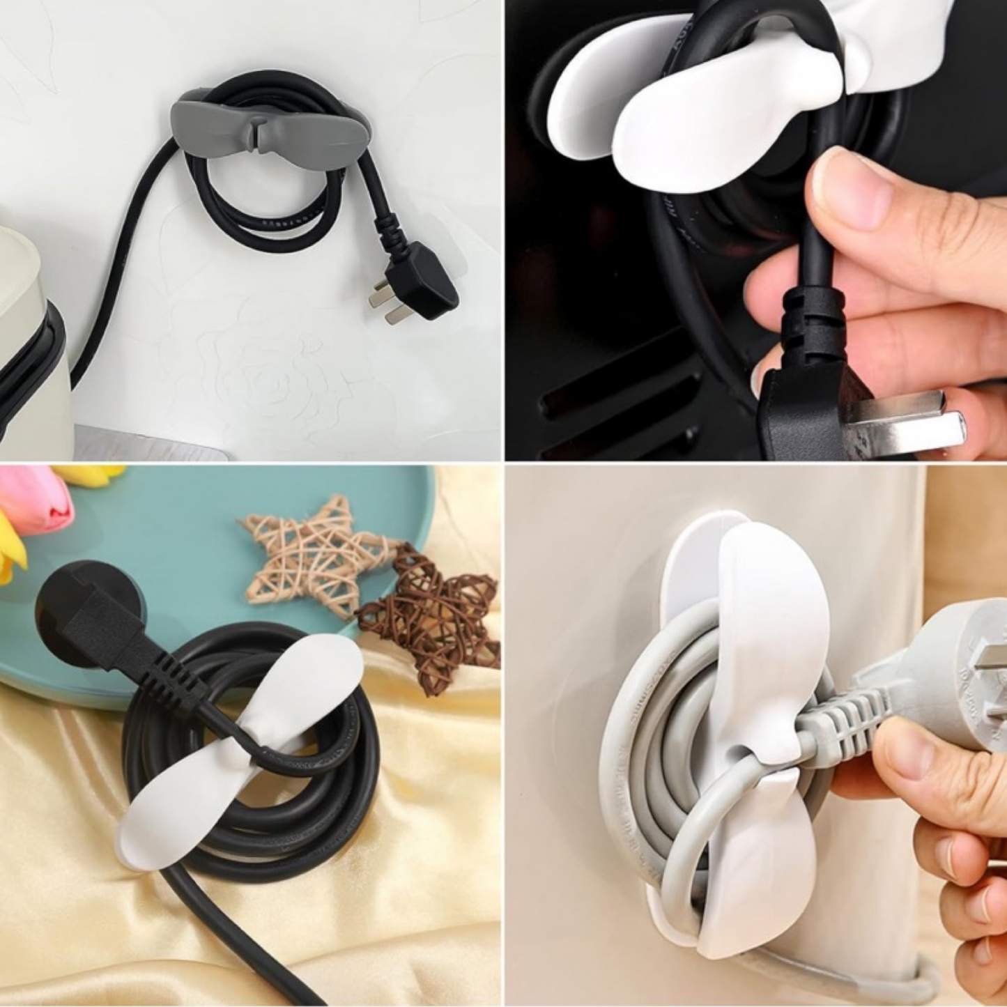 2pk 4" Silicone Cord Organizers w/ 3M Sticky Back Adhesive