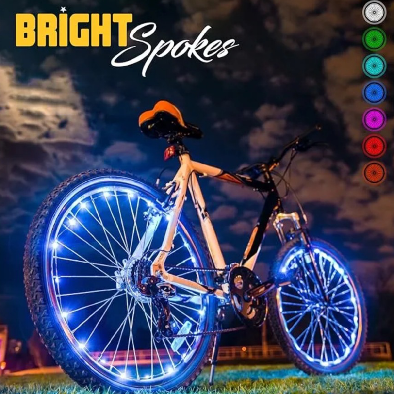 2pk Bright Spokes 7 Color Waterproof LED lights for Bicycles