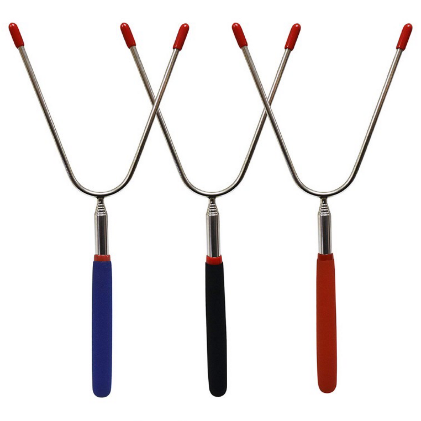 3pk 35" Telescoping Stainless Steel BBQ Forks For Campfires & Camping