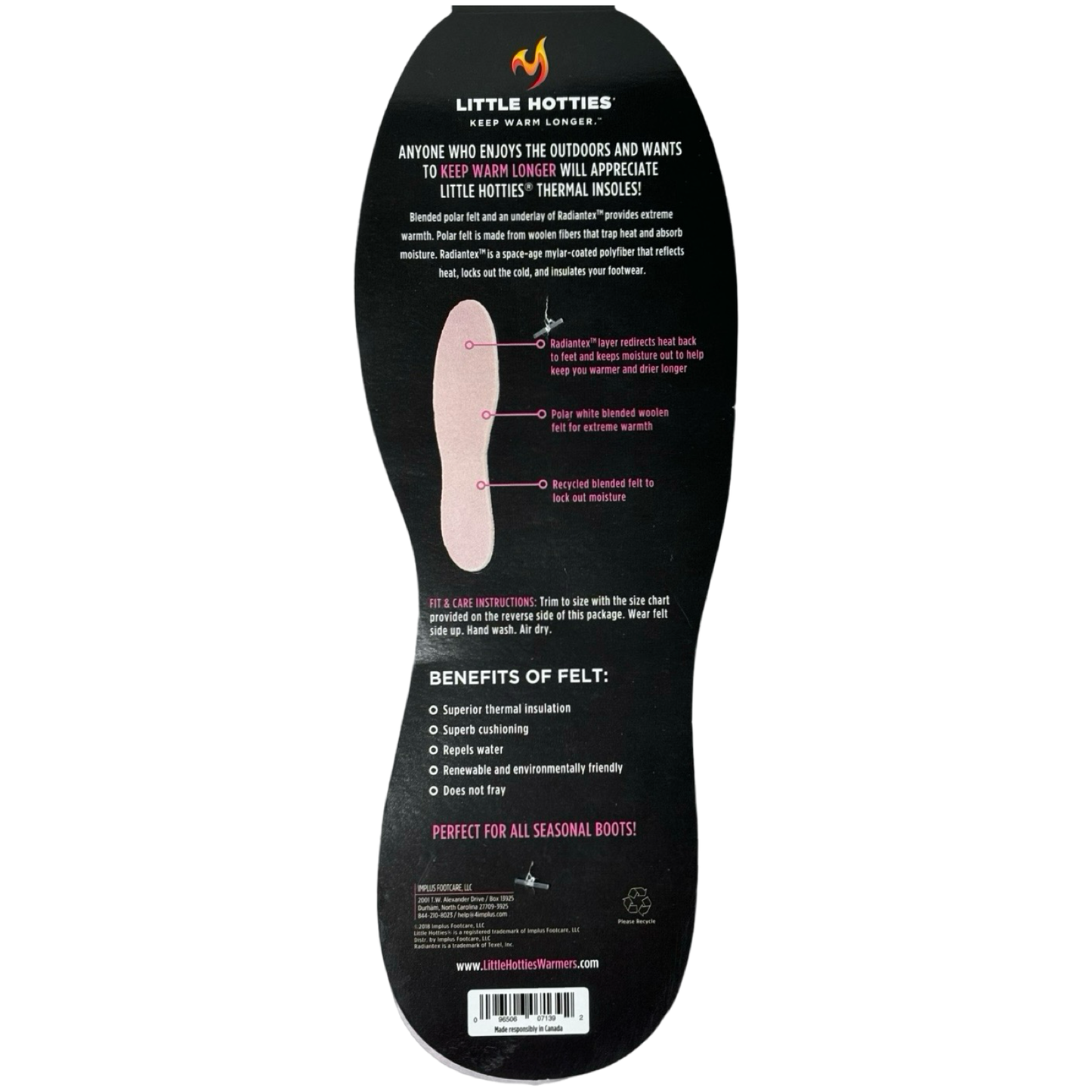 1pr Little Hotties Women's Trim To Fit Thermal Insoles - Repel Water