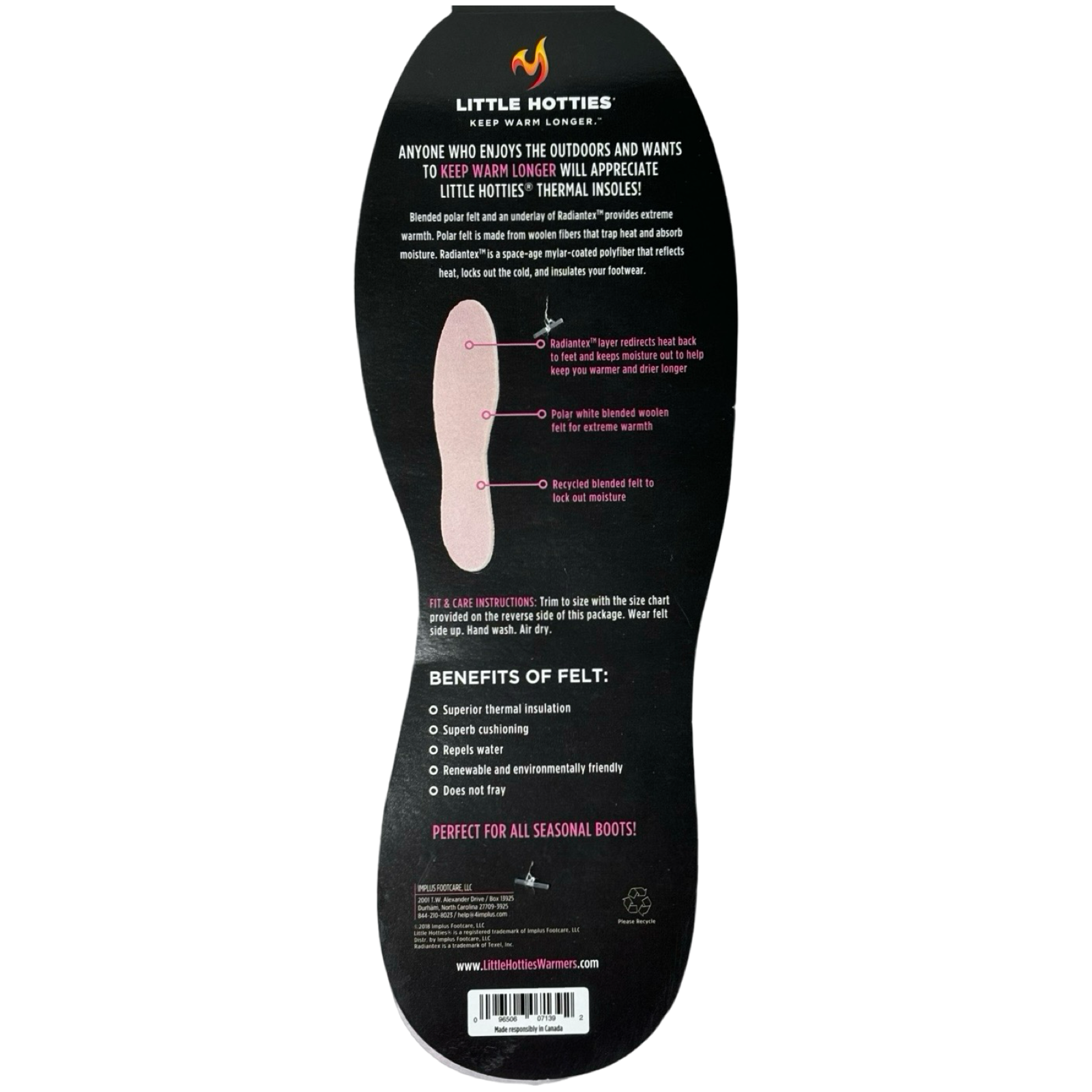 1pr Little Hotties Women's Trim To Fit Thermal Insoles - Repel Water