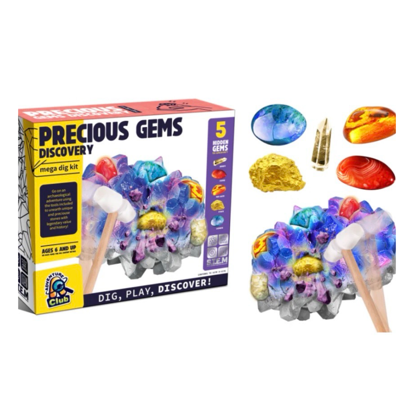 Adventure Club Mystery Gems Discovery Mega Dig Kit - With Hidden Gems