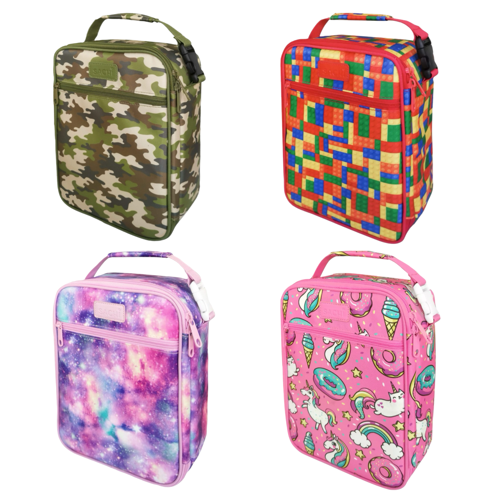 11" Sachi Insulated Lunch Bag For Kids w/ Buckle Handle - Attach To Backpack!