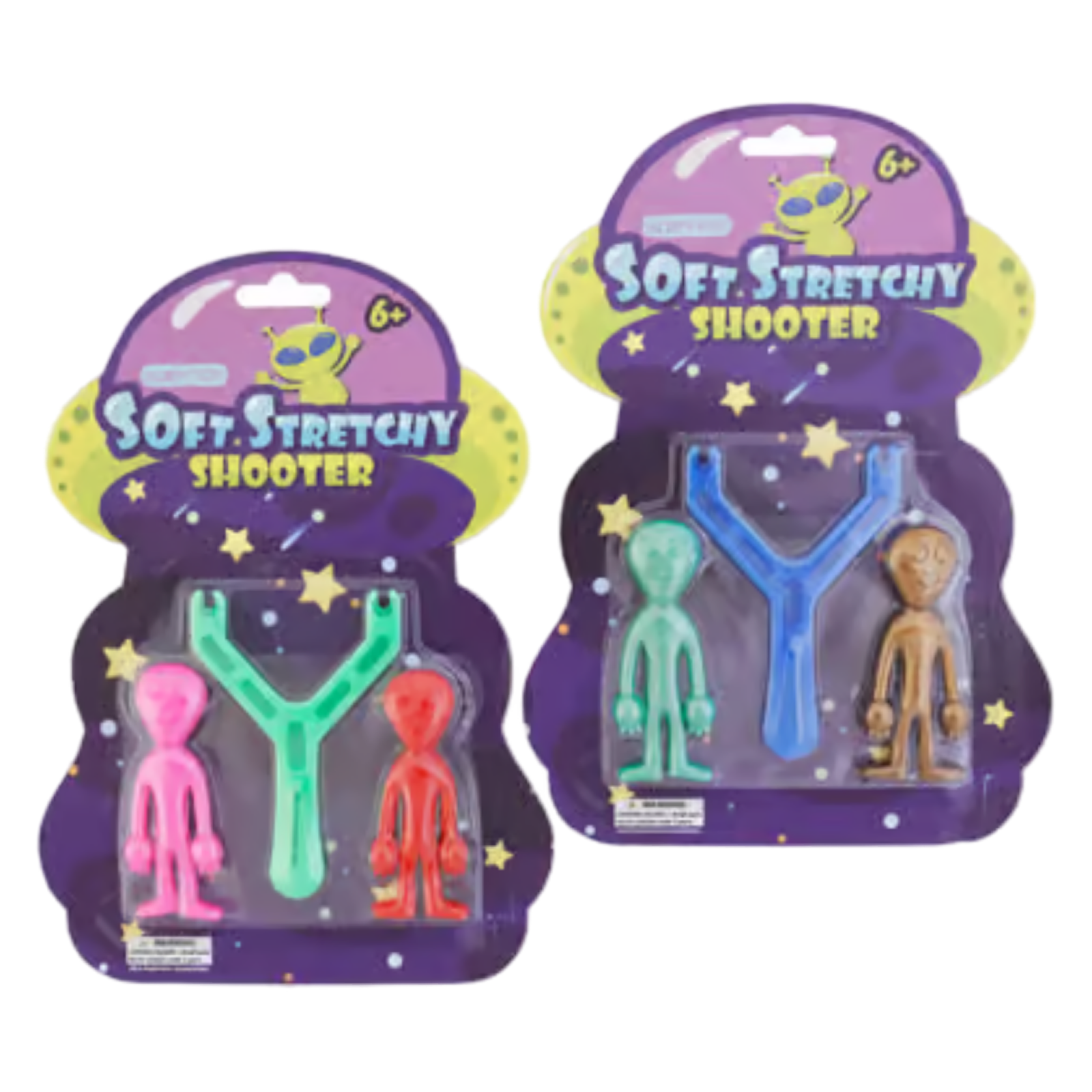 6pc 3" Soft Stretchy Shooter Aliens w/ Sling Shots for Hours of Fun!