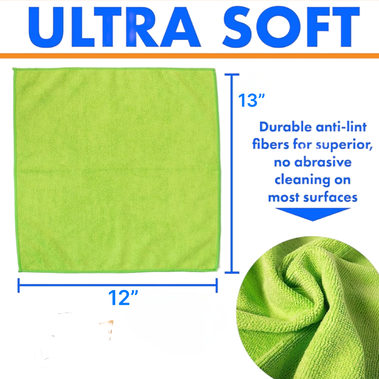 3pk 13" x 12" Microfiber Cleaning Cloths w/ Ribbed Textured Back