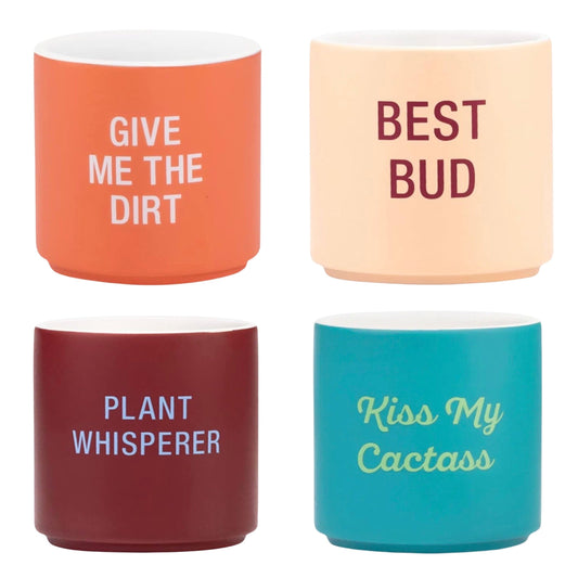 Funny 3.5" Ceramic Planters - Great for Plants, Succulents, Herbs & Cacti