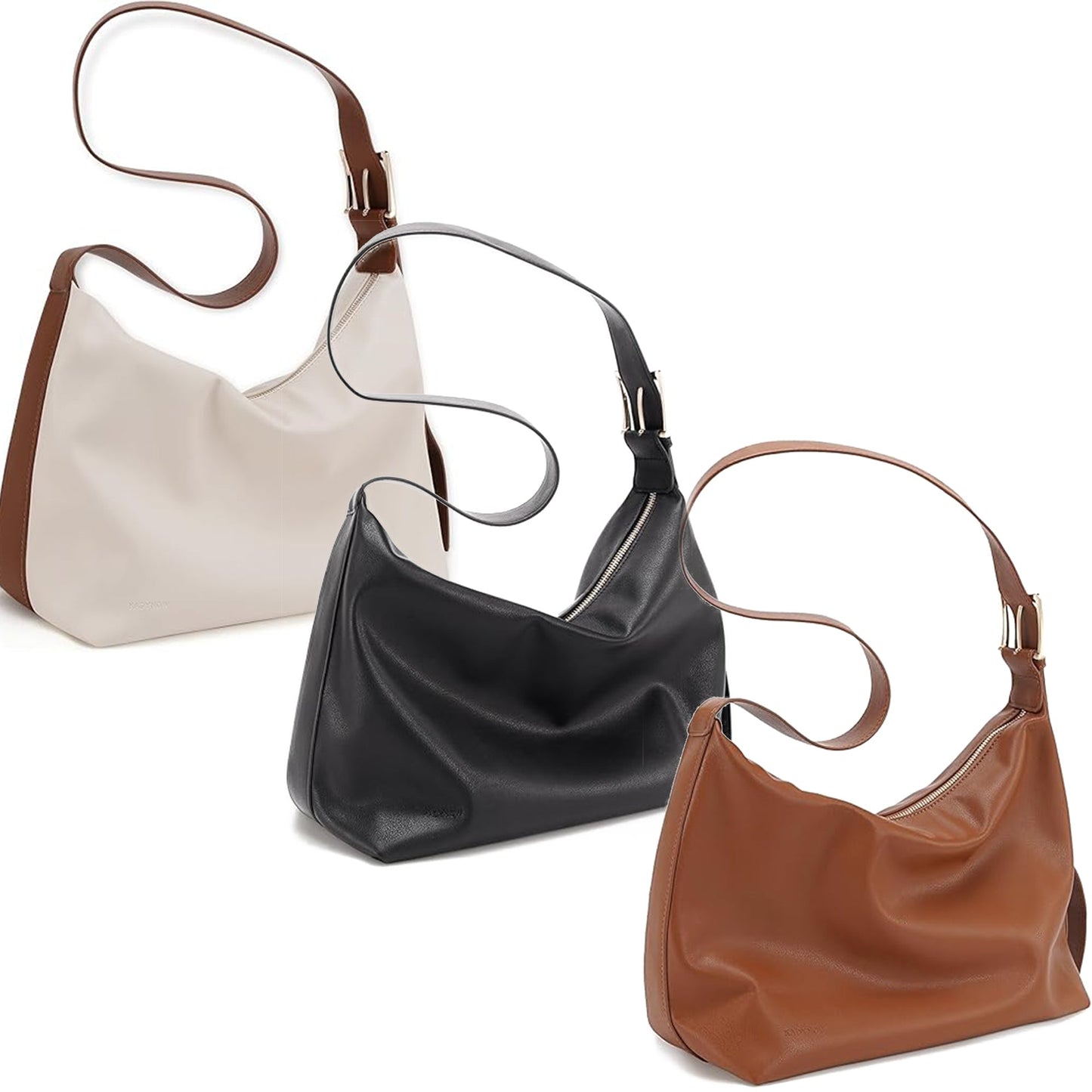 Vegan Leather Hobo Shoulder Bag – Slouchy Crossbody Tote Purse for Women