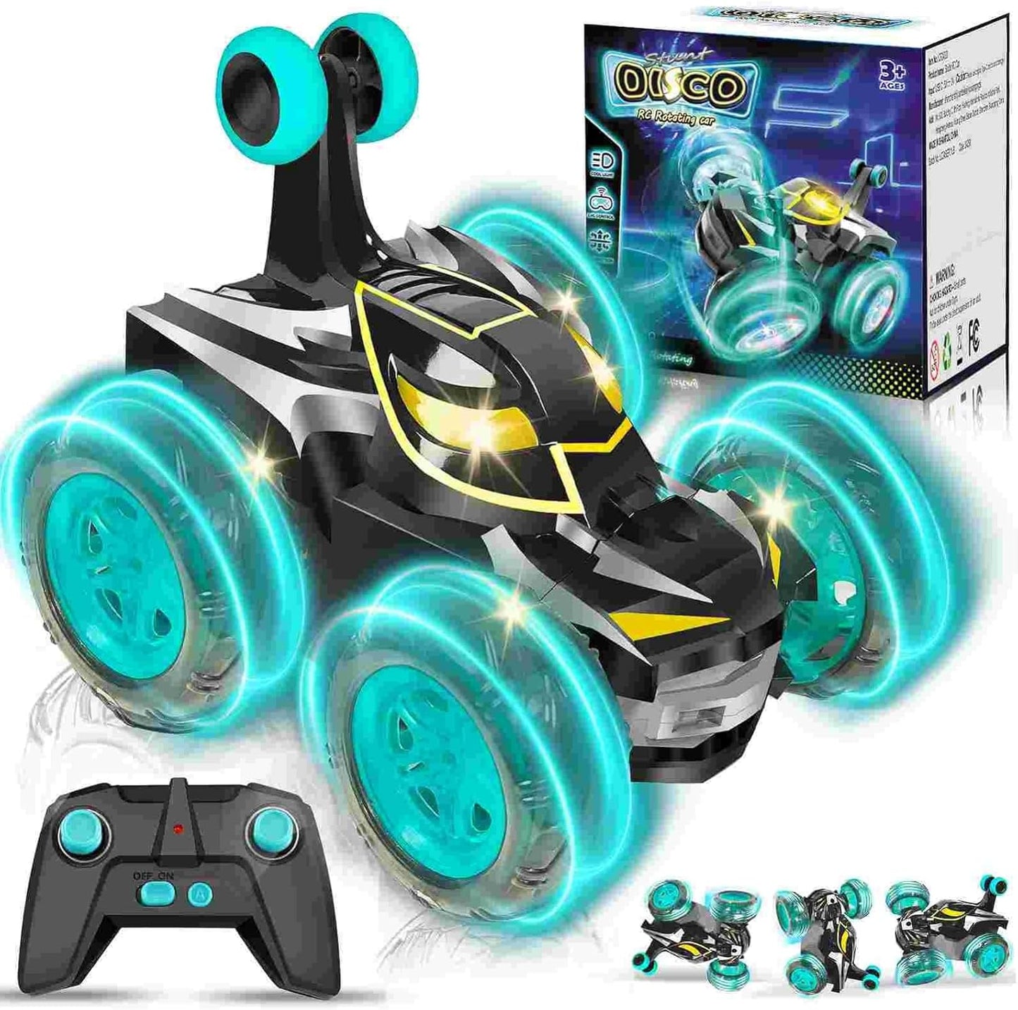 LED RC Stunt Car - 360° Flips, All-Terrain, Rechargeable Remote Control Toy