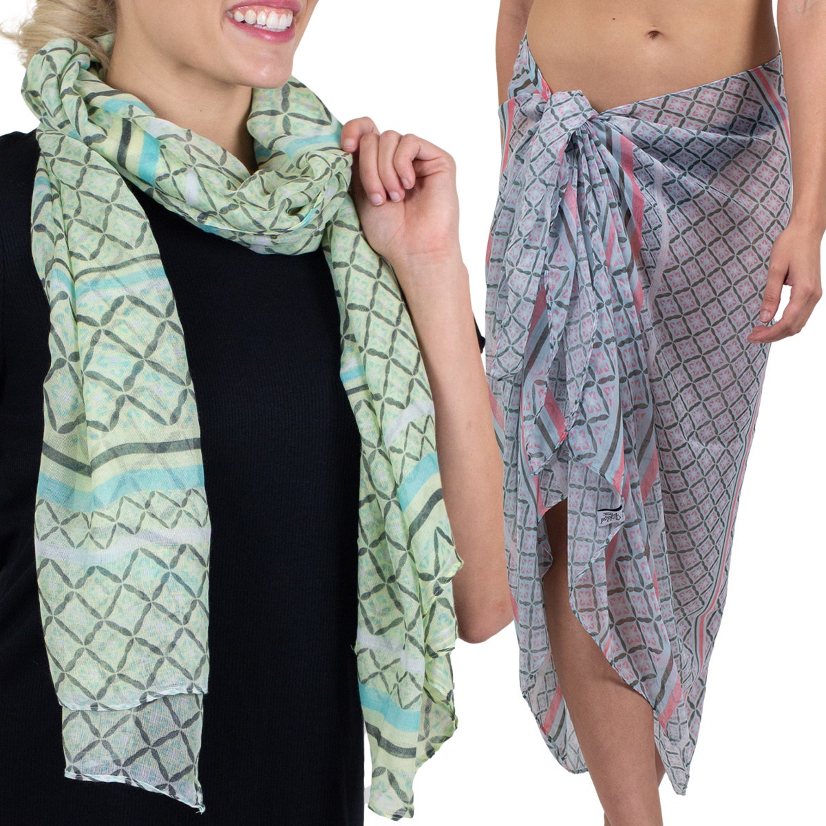 Tickled Pink 70 x 34” Diamond Print Scarf – Semi-Sheer, Light