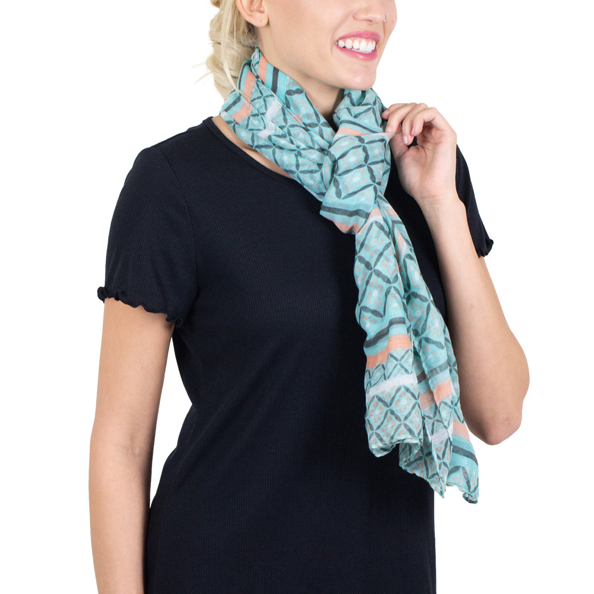 Tickled Pink 70 x 34” Diamond Print Scarf – Semi-Sheer, Light