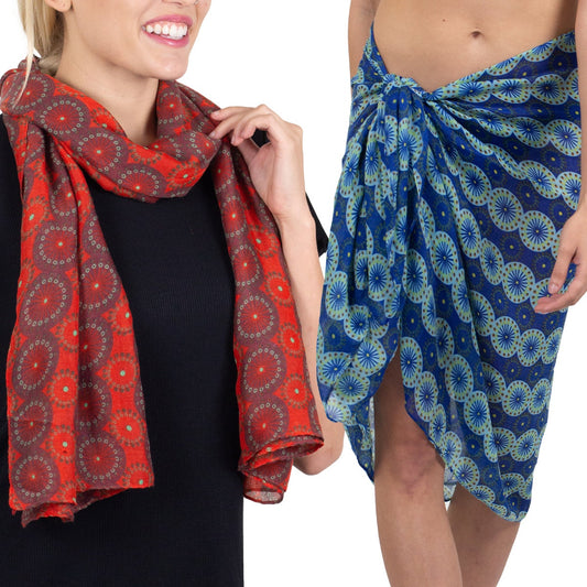 Tickled Pink 70 x 34” Medallion Print Scarf – Light, Semi-Sheer