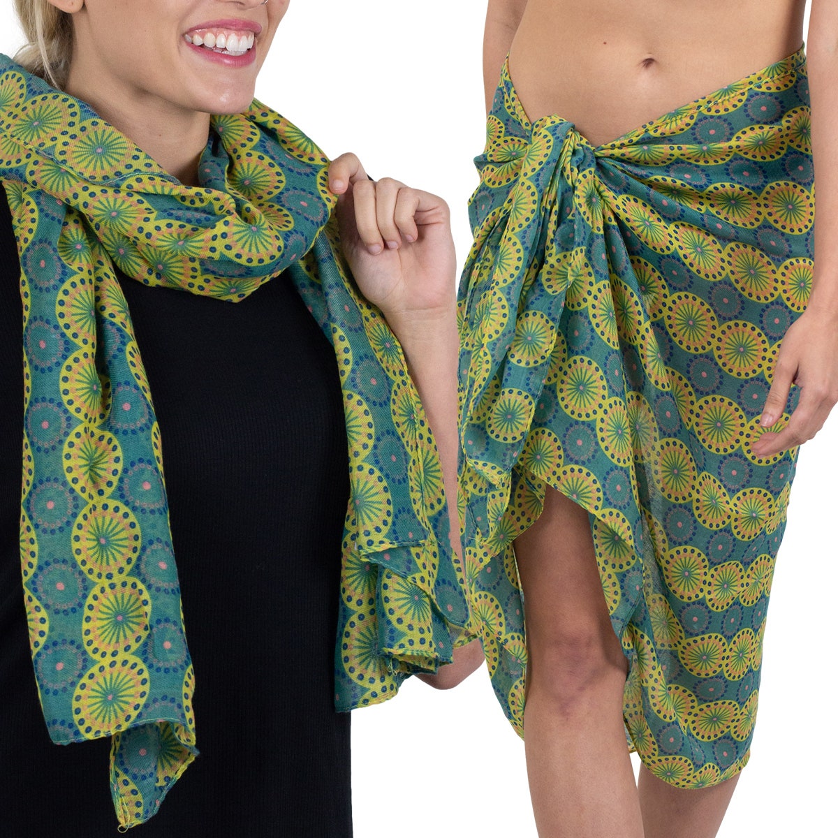 Tickled Pink 70 x 34” Medallion Print Scarf – Light, Semi-Sheer