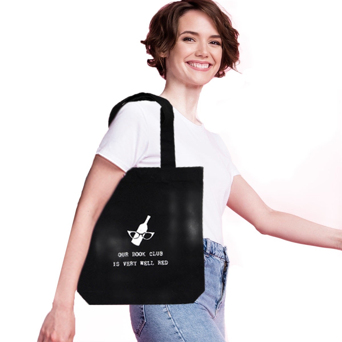 Ganz Funny "Book Club" Large Tote - Cotton Canvas, Snap Closure