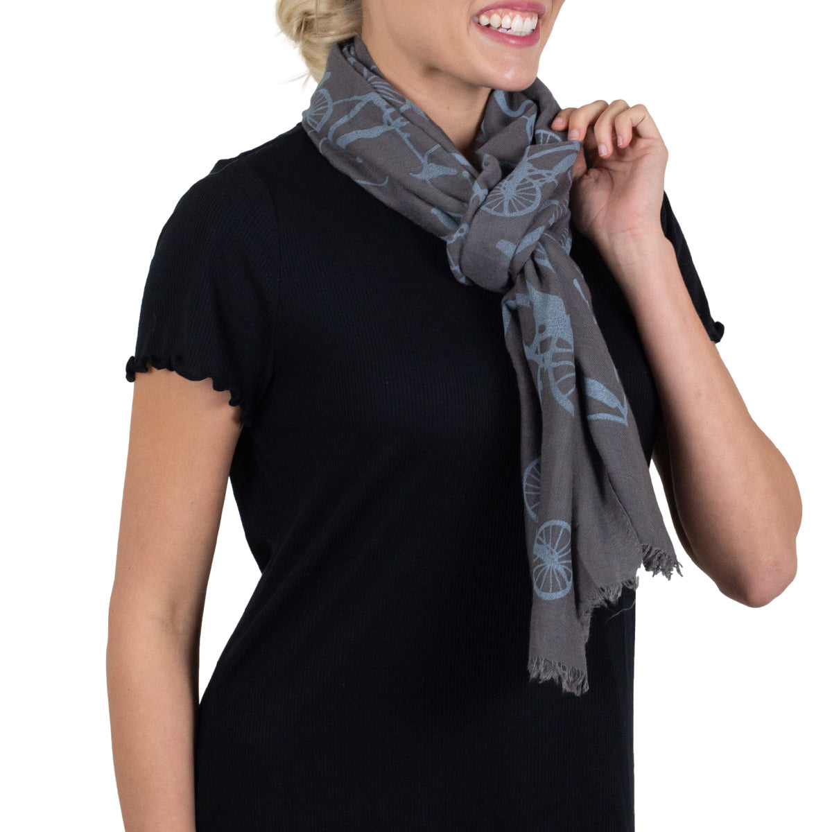 Tickled Pink 70 x 26” Bicycle Print Scarf – Semi-Sheer, Light