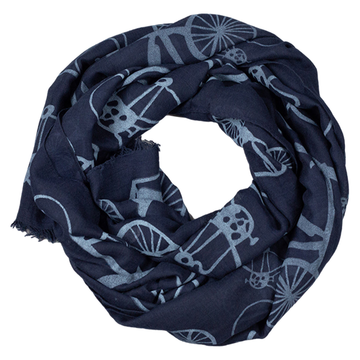 Tickled Pink 70 x 26” Bicycle Print Scarf – Semi-Sheer, Light