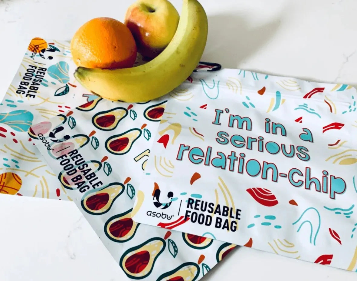 ASOBU Reusable Food Storage Bags – Set of 3 Insulated Snack Bags - Funny Designs