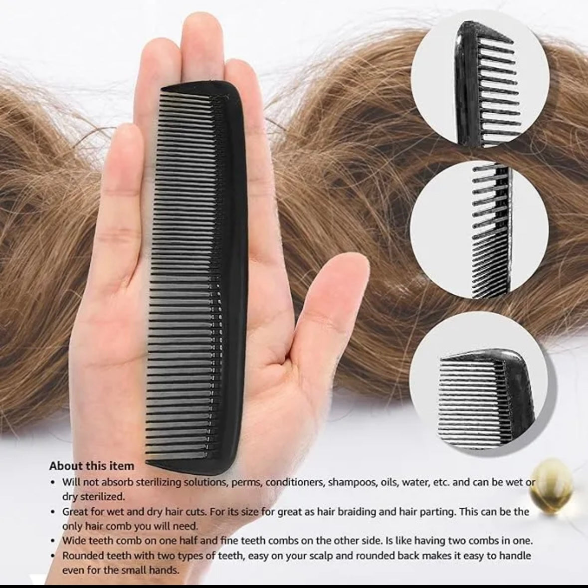 Unbreakable Black Pocket Comb