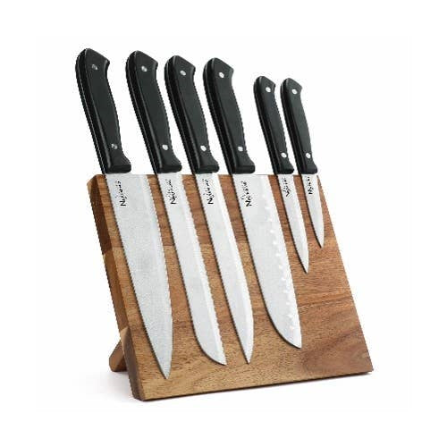 7pc New England Cutlery Carbon Steel Knife Set With Magnetic Board