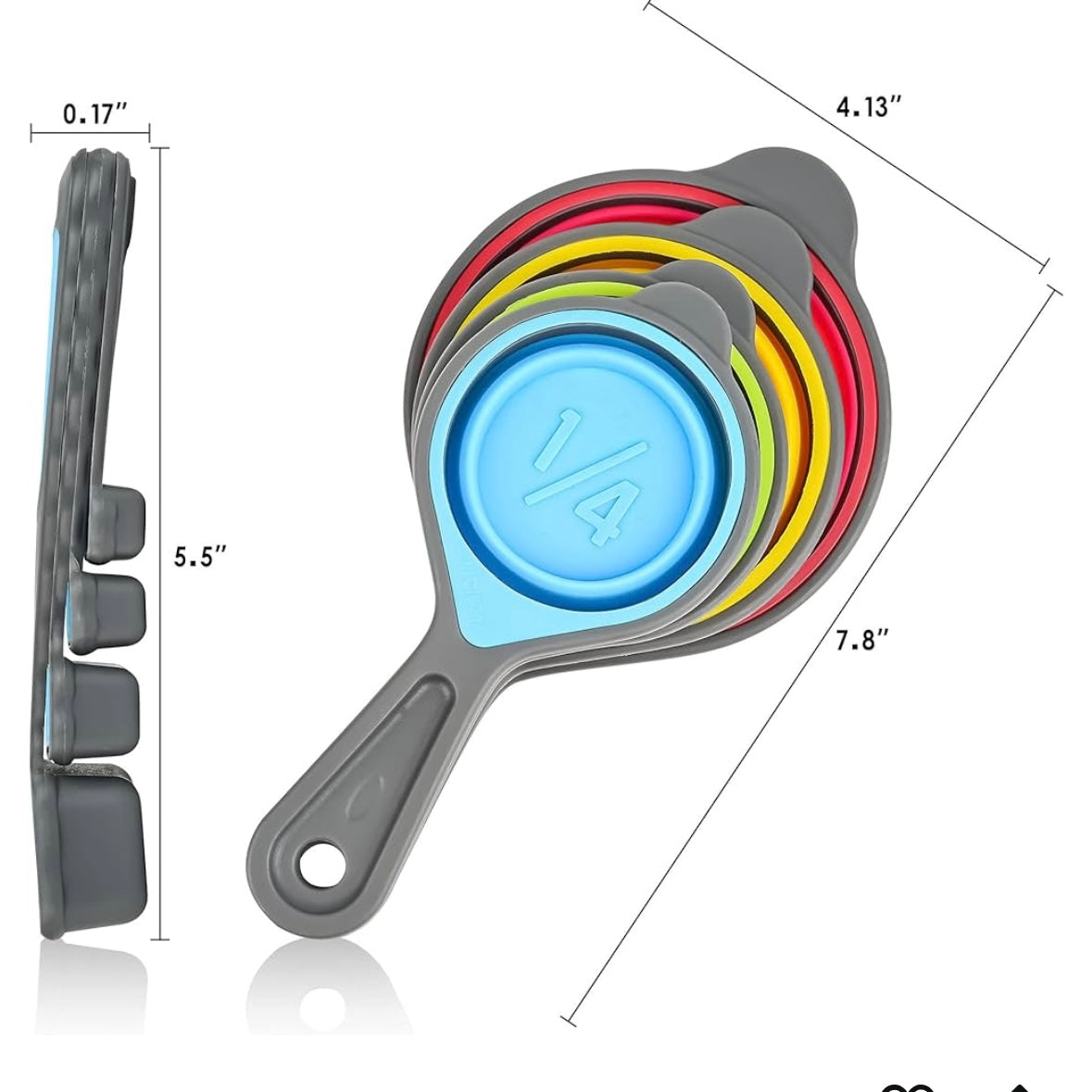 4pc Cooking Light Collapsible Silicone Measuring Cup Set
