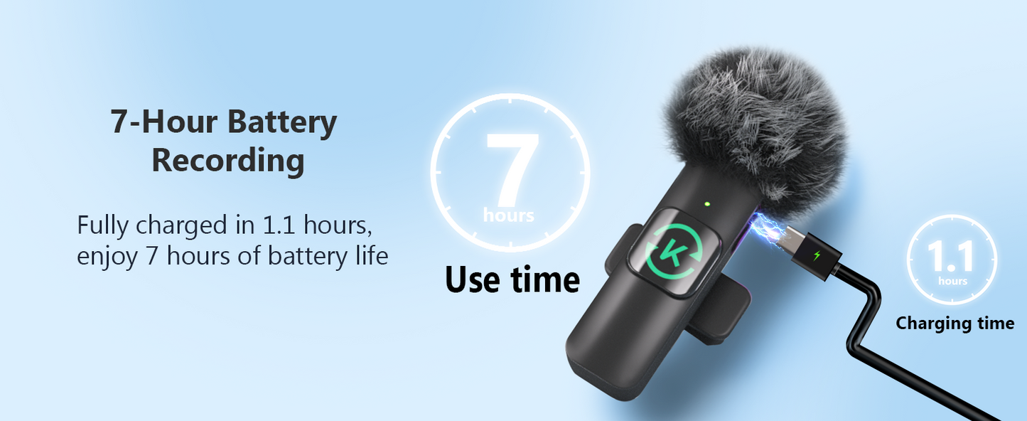 Kingwell Wireless Lavalier Microphones for iPhone – 2-Pack with Noise Cancellation & 7-Hour Battery