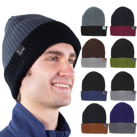 TruFit Double-Layer Insulated Cuffed Knit Beanie for Men & Women