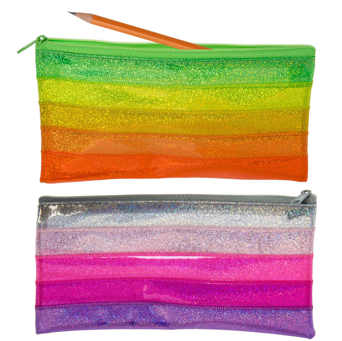 Zipper Pouch Storage For Pens, School Supplies – Glitter Colors!