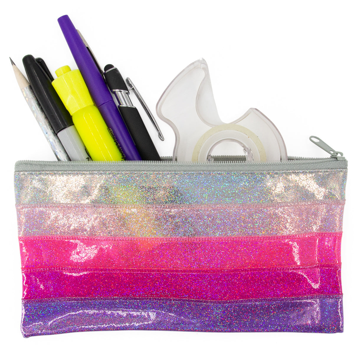Zipper Pouch Storage For Pens, School Supplies – Glitter Colors!