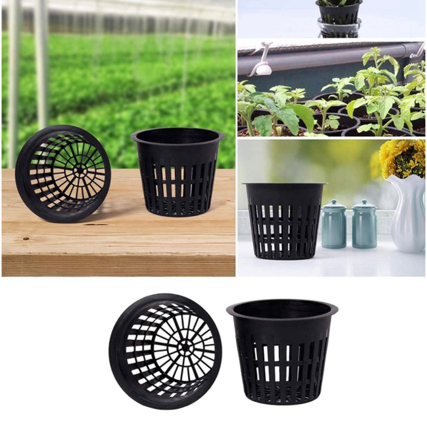 25pk of Heavy Duty Slotted Mesh Plant Pots In 3" or  4" - Hydroponic Growing