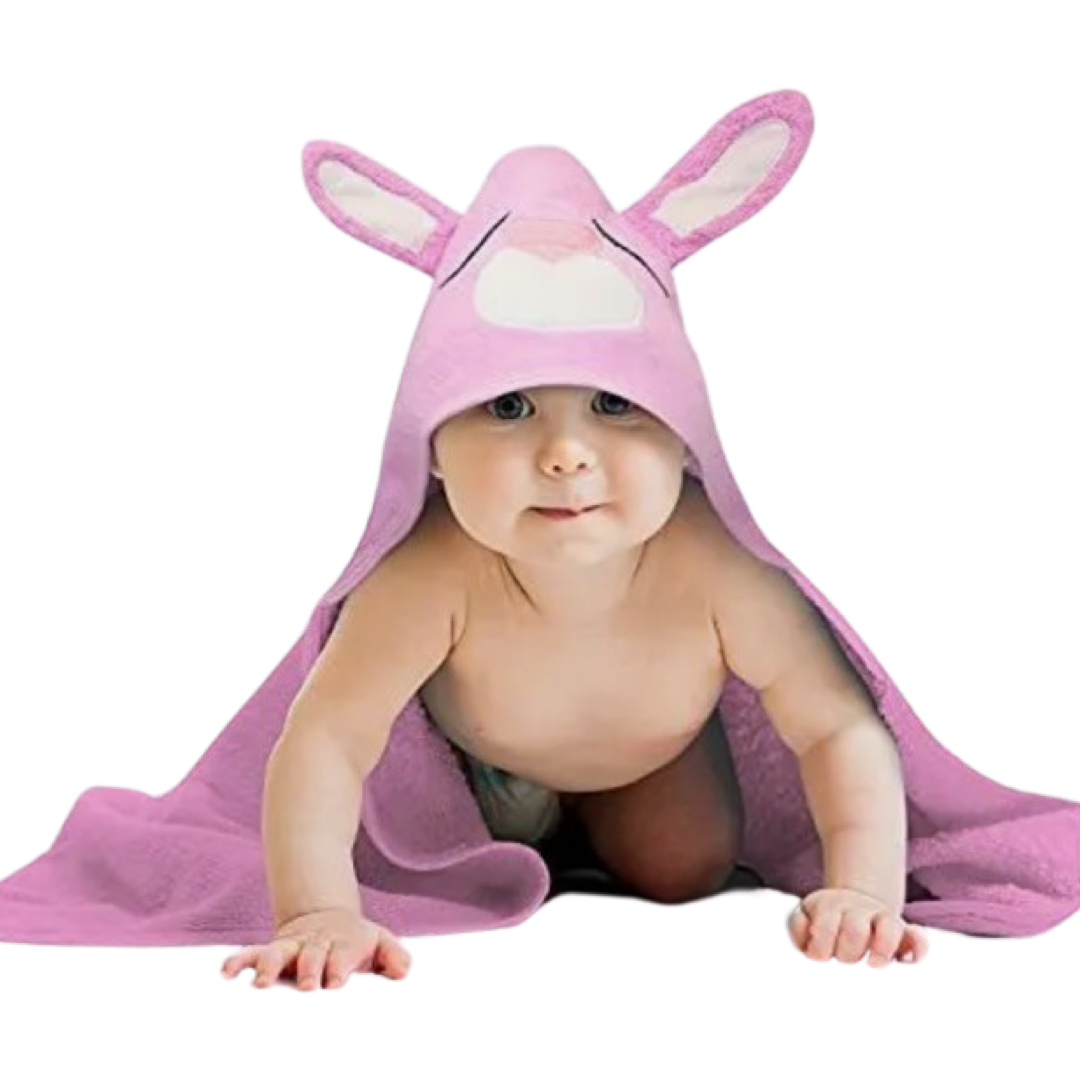 XL Organic Bamboo & Cotton Hooded Baby Towel - Soft & Absorbent
