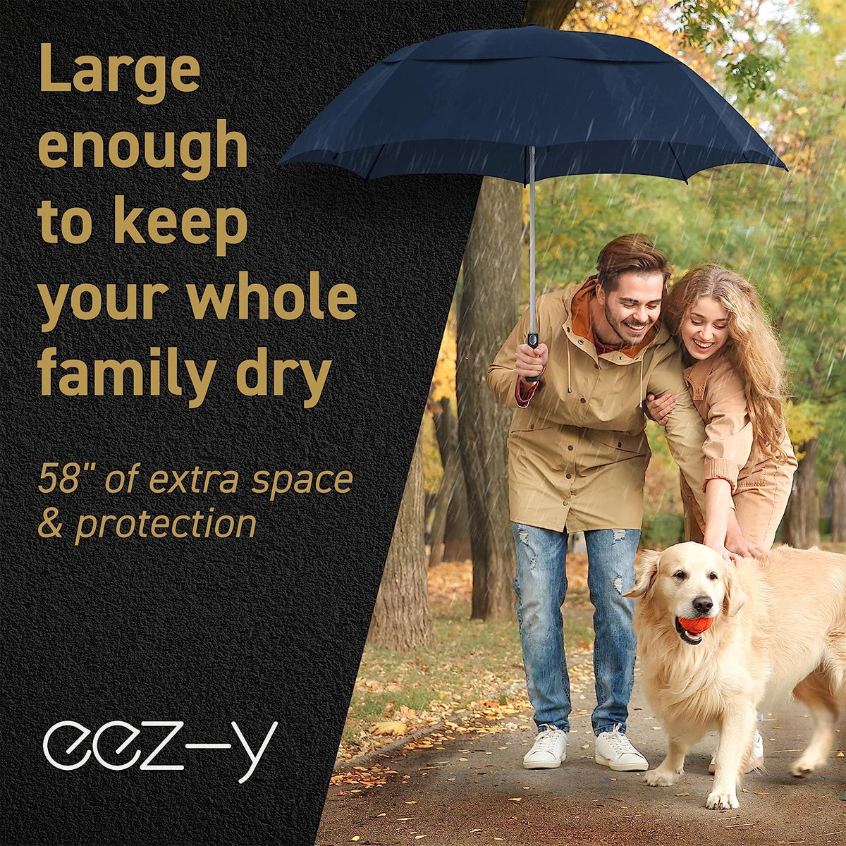 2pk Windproof Golf Umbrellas 58" Canopy - Automatic Open Button