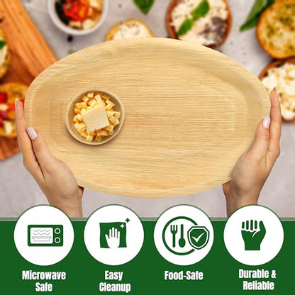 Oval Disposable Charcuterie Boards with Small Dip Bowls – Set of 10 – 16.5″ x 10.5″