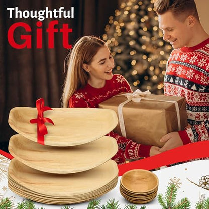 Oval Disposable Charcuterie Boards with Small Dip Bowls – Set of 10 – 16.5″ x 10.5″