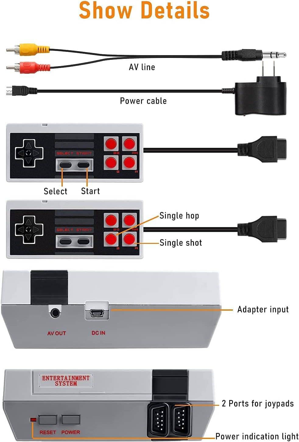 Retro Mini Classic NES Game Console  with Built-in 620 Classic Edition Games + Bonus HDMI Adapter