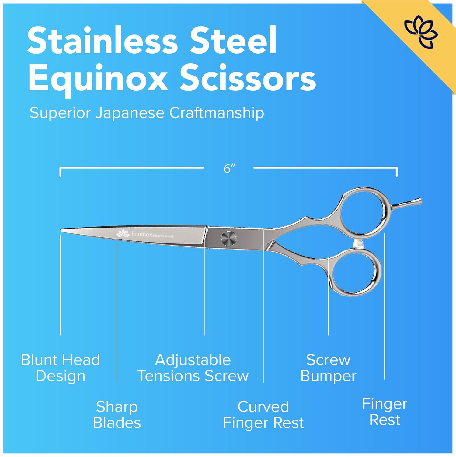 Equinox Professional Hair Cutting Scissors – 6.0” Japanese Stainless Steel Shears