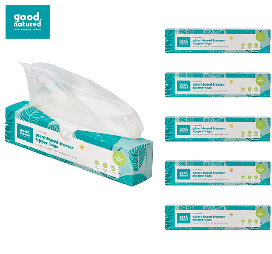 Plant-Based 1 Gallon Freezer Bags – 20pc Resealable Zipper Bags for Food Storage (Choose Qty)