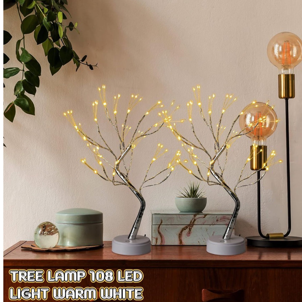 2-Pack LED Trees w/ Remote and Adjustable Branches