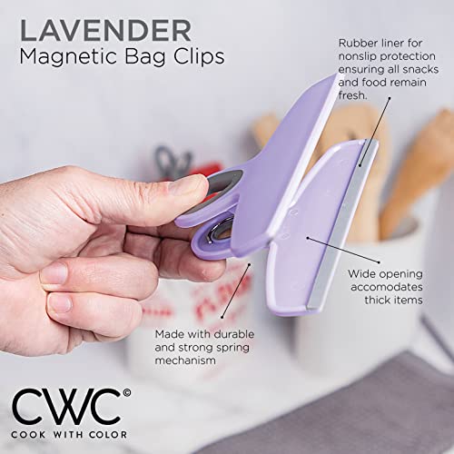 Heavy Duty Chip Clips & Magnet Clips for Food Storage - Lavender (Pack of 8)