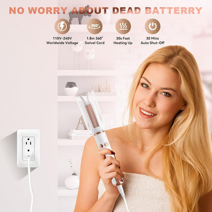 Automatic Hair Curler – One-Touch Rotating Curling Iron with 5 Temperature Settings