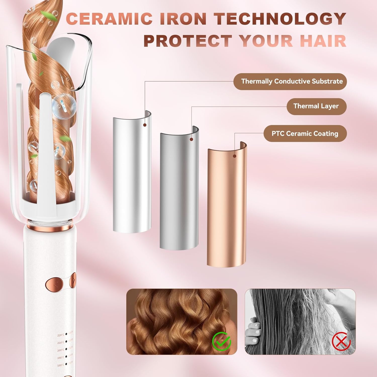 Automatic Hair Curler – One-Touch Rotating Curling Iron with 5 Temperature Settings