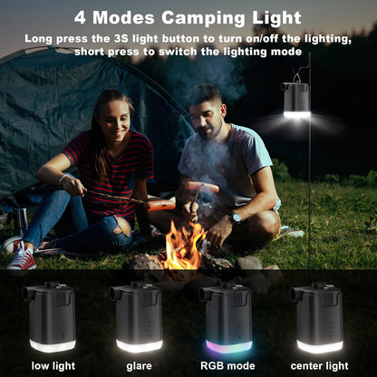 Mini Air Pump with LED Light, 5 Nozzles & 4000mAh Rechargeable Power Bank