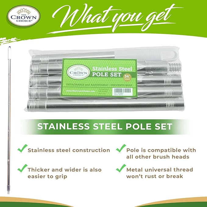Adjustable 54" Stainless Steel Mop Handle Replacement Pole  – Durable, Rust-Free, and Compatible with Standard Mop Heads