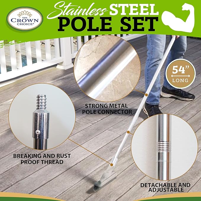 Adjustable 54" Stainless Steel Mop Handle Replacement Pole  – Durable, Rust-Free, and Compatible with Standard Mop Heads