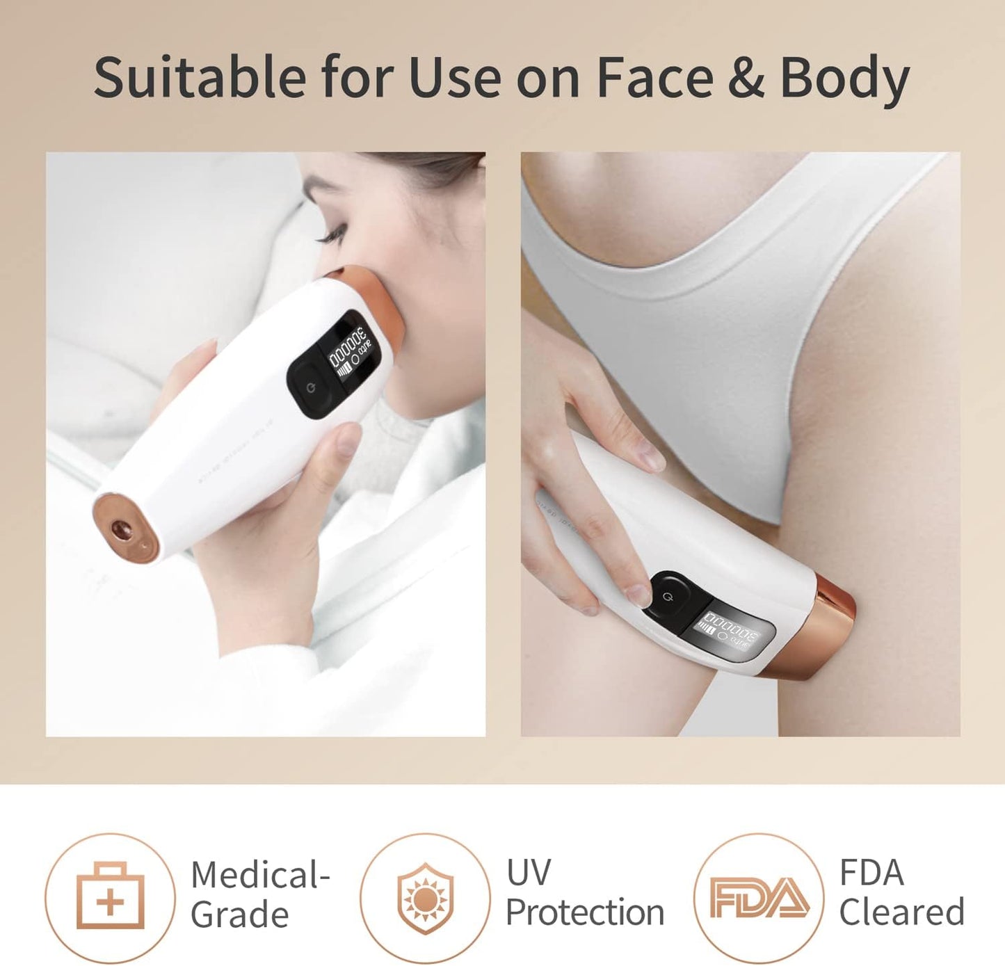 IPL Laser Hair Removal System – 5 Power Levels, 2 Modes, Skin Sensor, OLED Display, Includes Sunglasses by CosBeauty