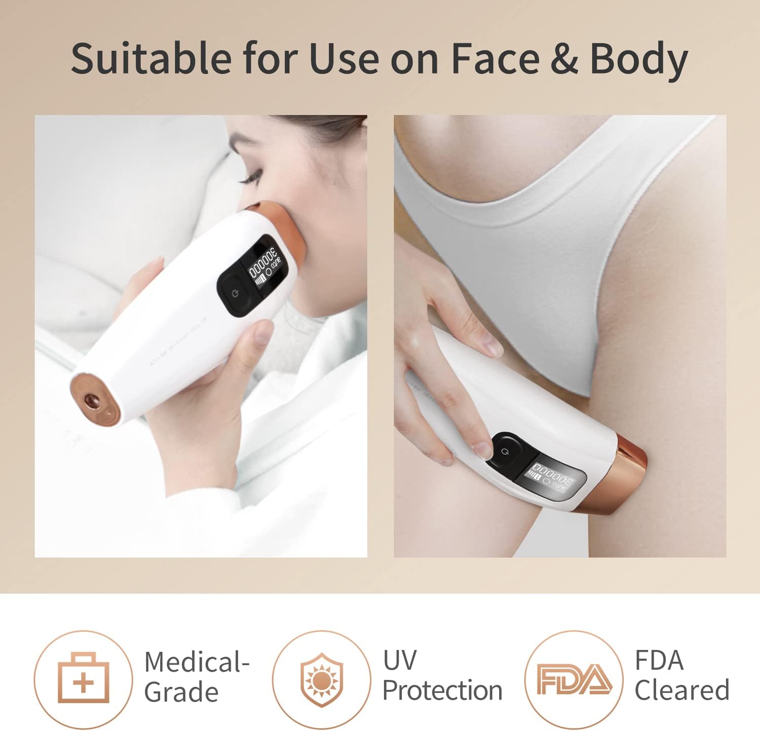 IPL Laser Hair Removal System – 5 Power Levels, 2 Modes, Skin Sensor, OLED Display, Includes Sunglasses by CosBeauty