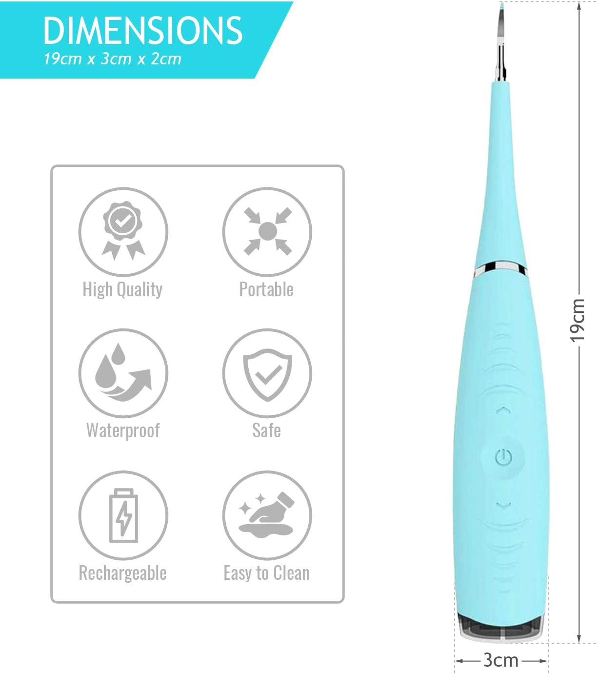 Dental Calculus Remover with USB Charging & Mirror – 5-Speed Tartar & Plaque Cleaner